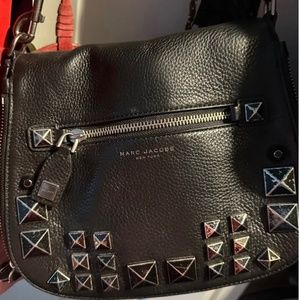 SOLD.MARC JACOBS BLACK GRAINED LEATHER SADDLE CROSS BODY BAG Original price $595